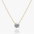 Crystal Solitaire 1.5 Carat Cubic Zirconia Dainty Necklace (Yellow Gold)