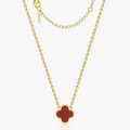 Four-Leaf Red Clover Lucky Pendant Necklace