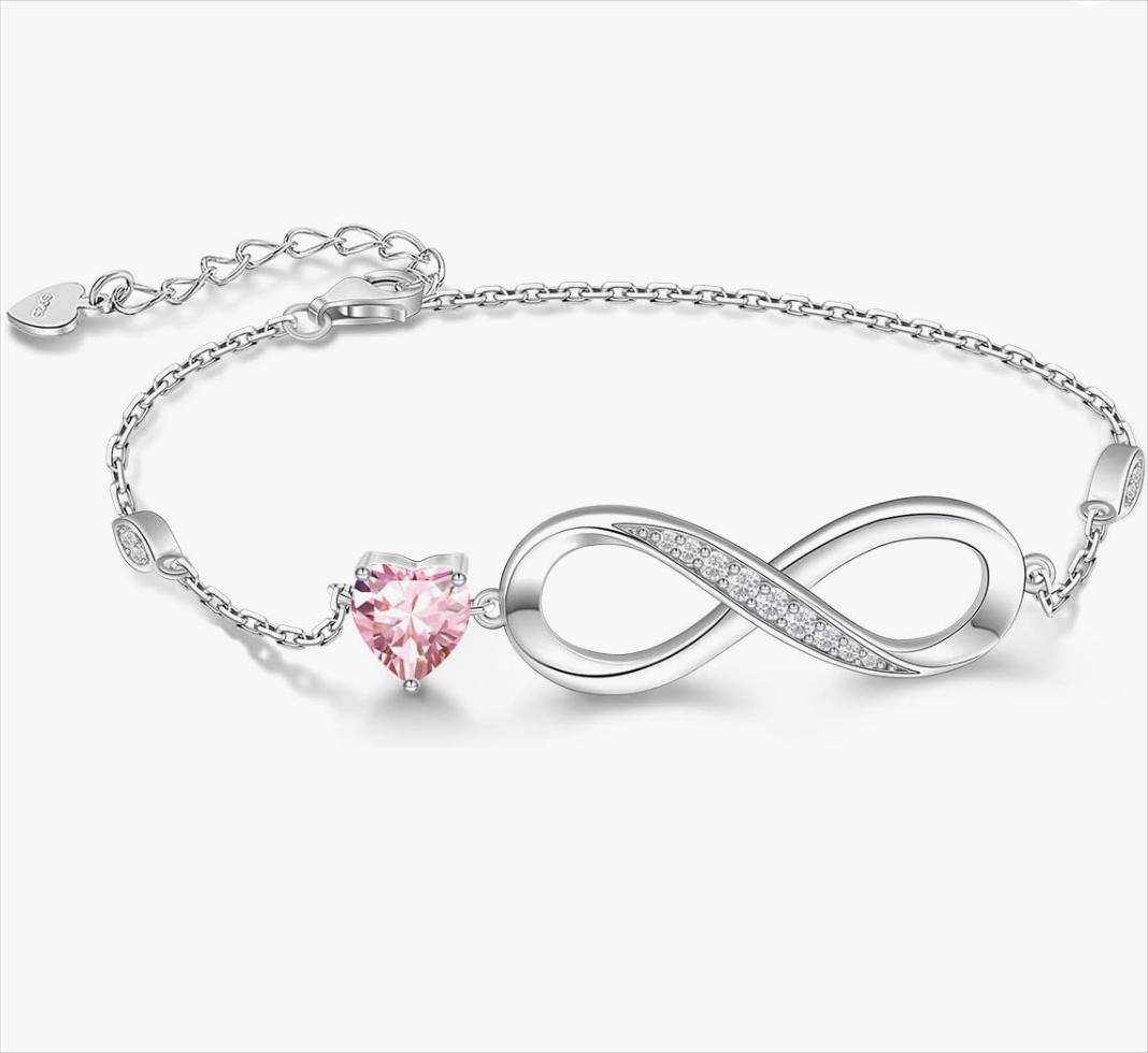 Pink Infinity Love Heart Symbol Charm Bracelet
