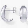 White Gold Dome Huggie Hoop Earrings