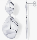 White Gold Lightweight Hammered Drop Dangle Earrings